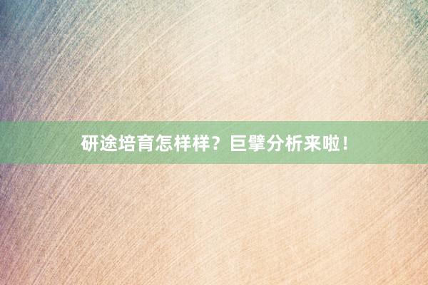 研途培育怎样样？巨擘分析来啦！